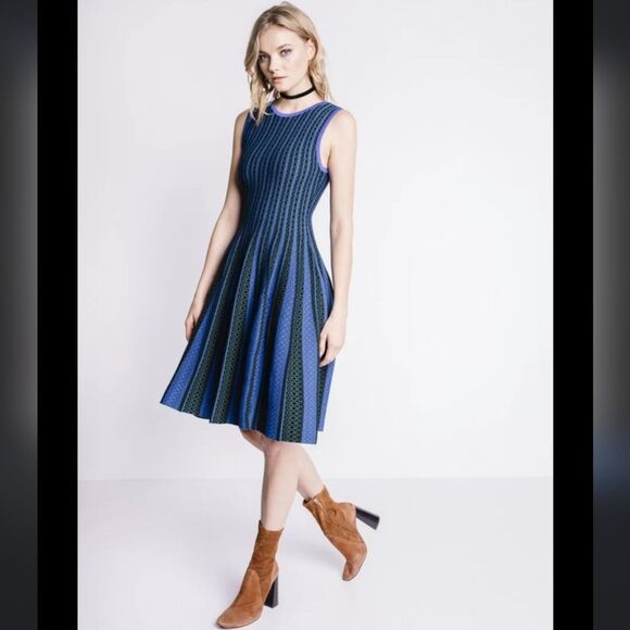 Endless Rose Vertical Striped Sleeveless Knit Dress Viscose Linen Blend … - Picture 1 of 12